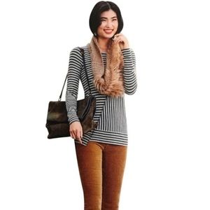 CAbi Ernest Striped Nautical Top Gray Blue Long Sleeve‎ Women's Sz Medium #3228